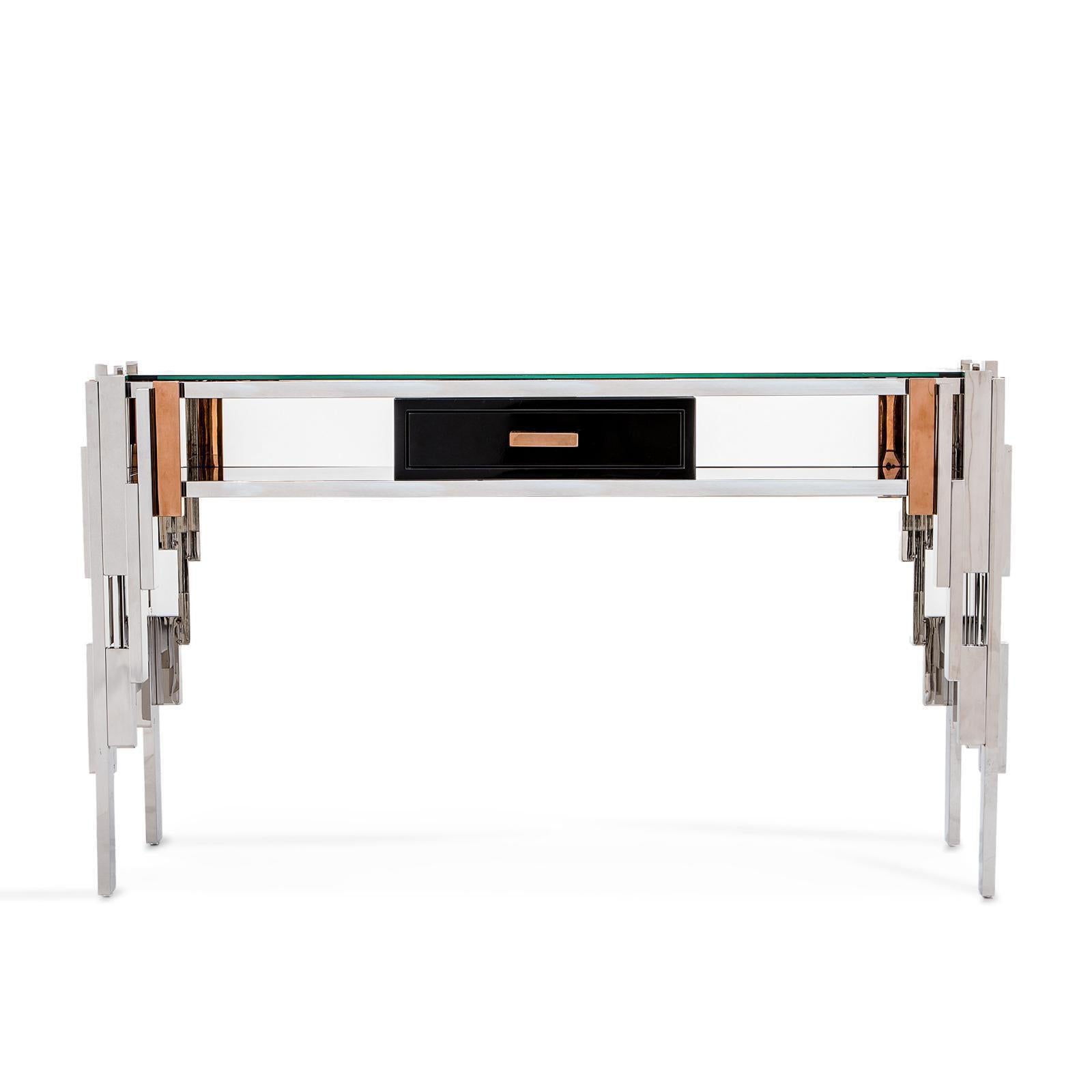 illusion silver console table