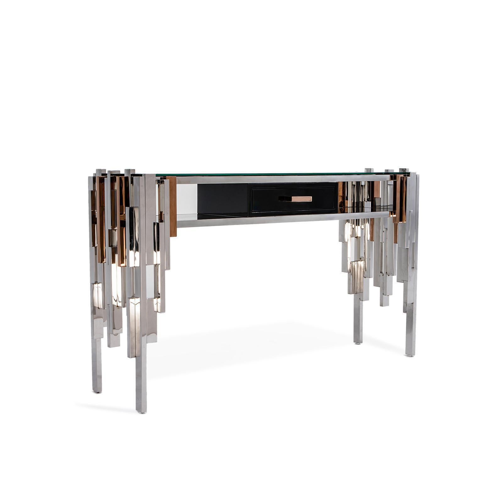 illusion silver modern 7 console table