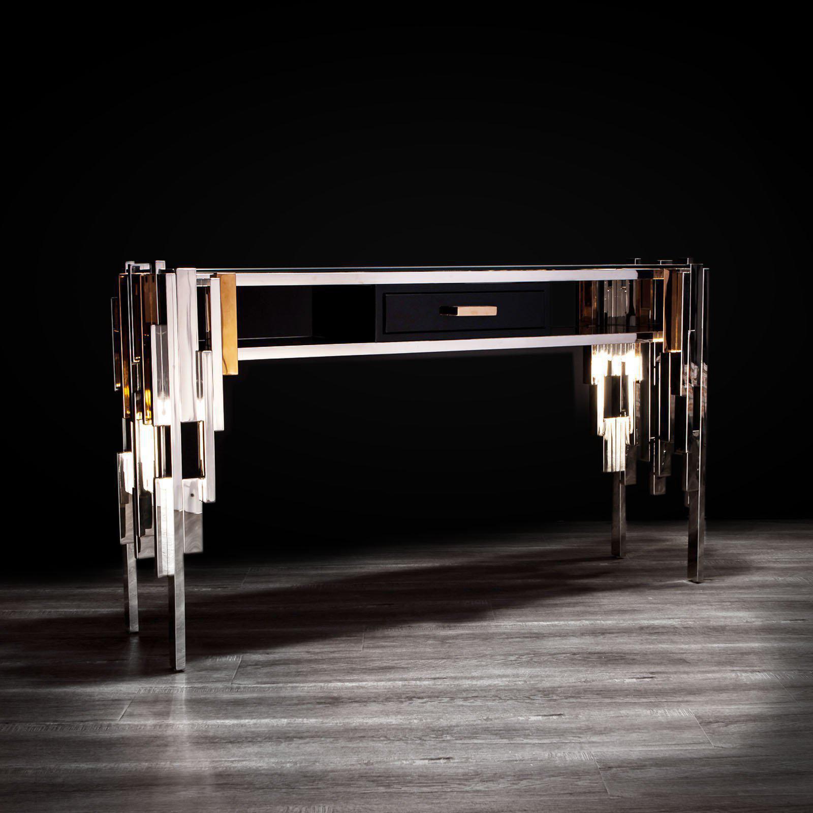 illusion silver stylish console table