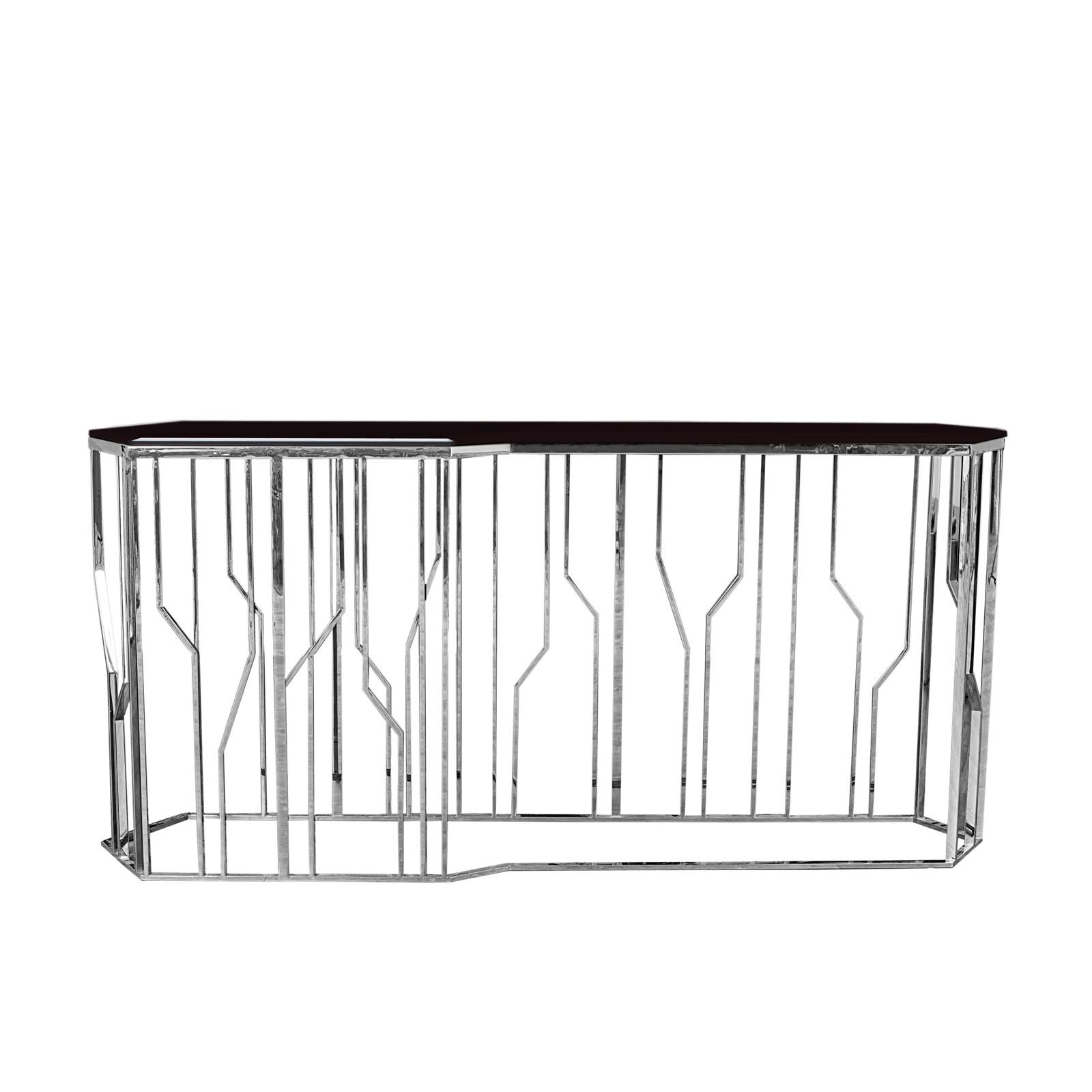 lorensia lg silver glass console table