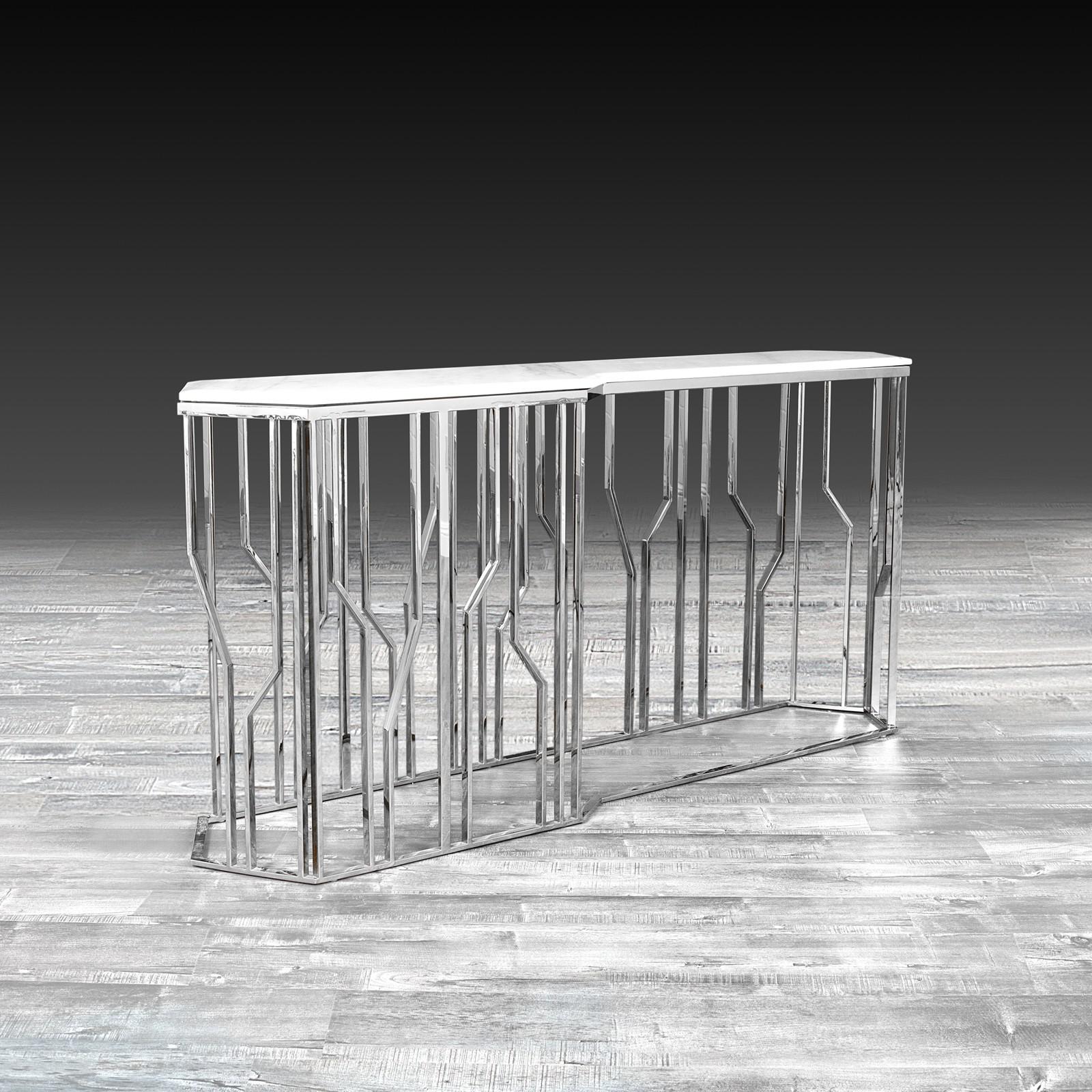 lorensia lg silver marble stylish console table