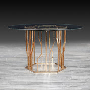 lorensia rg rnd glass modern dining table