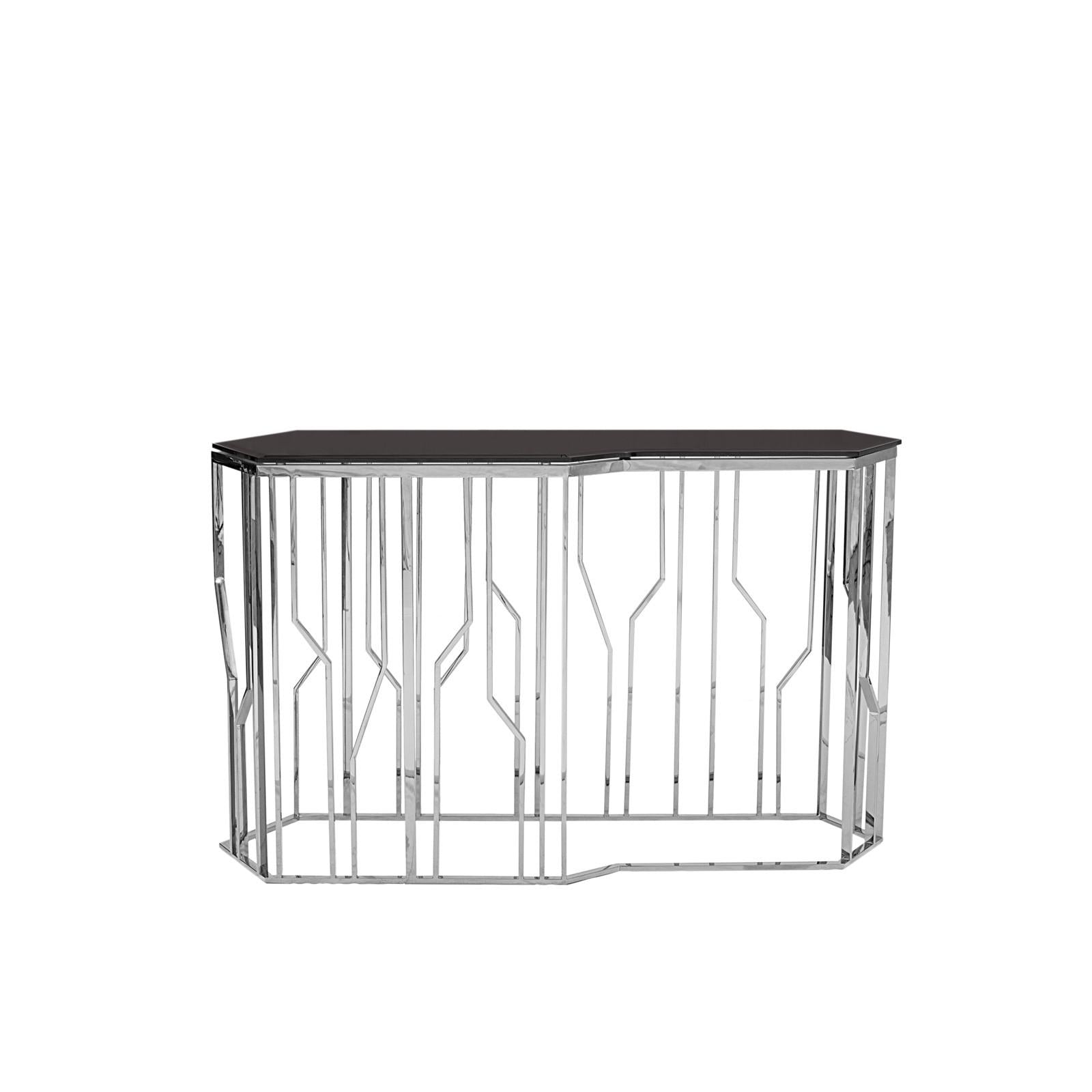 lorensia silver glass console table