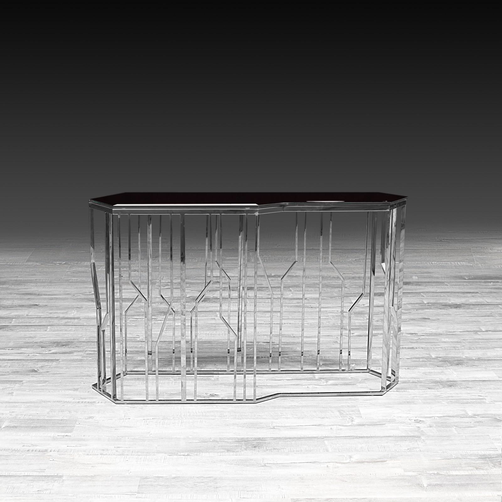 lorensia silver glass modern console table