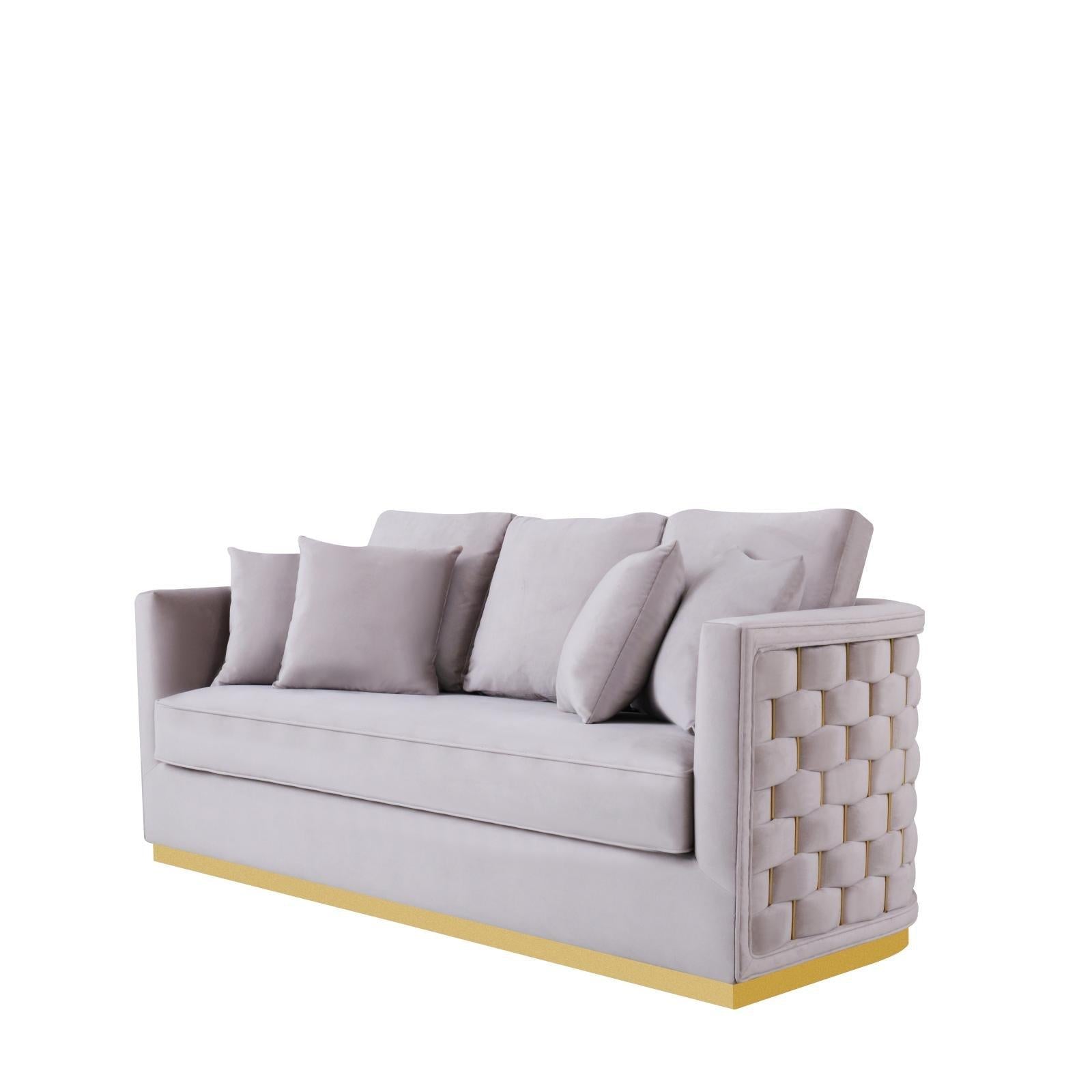 lucia gold silver gray luxury 7 sofa set