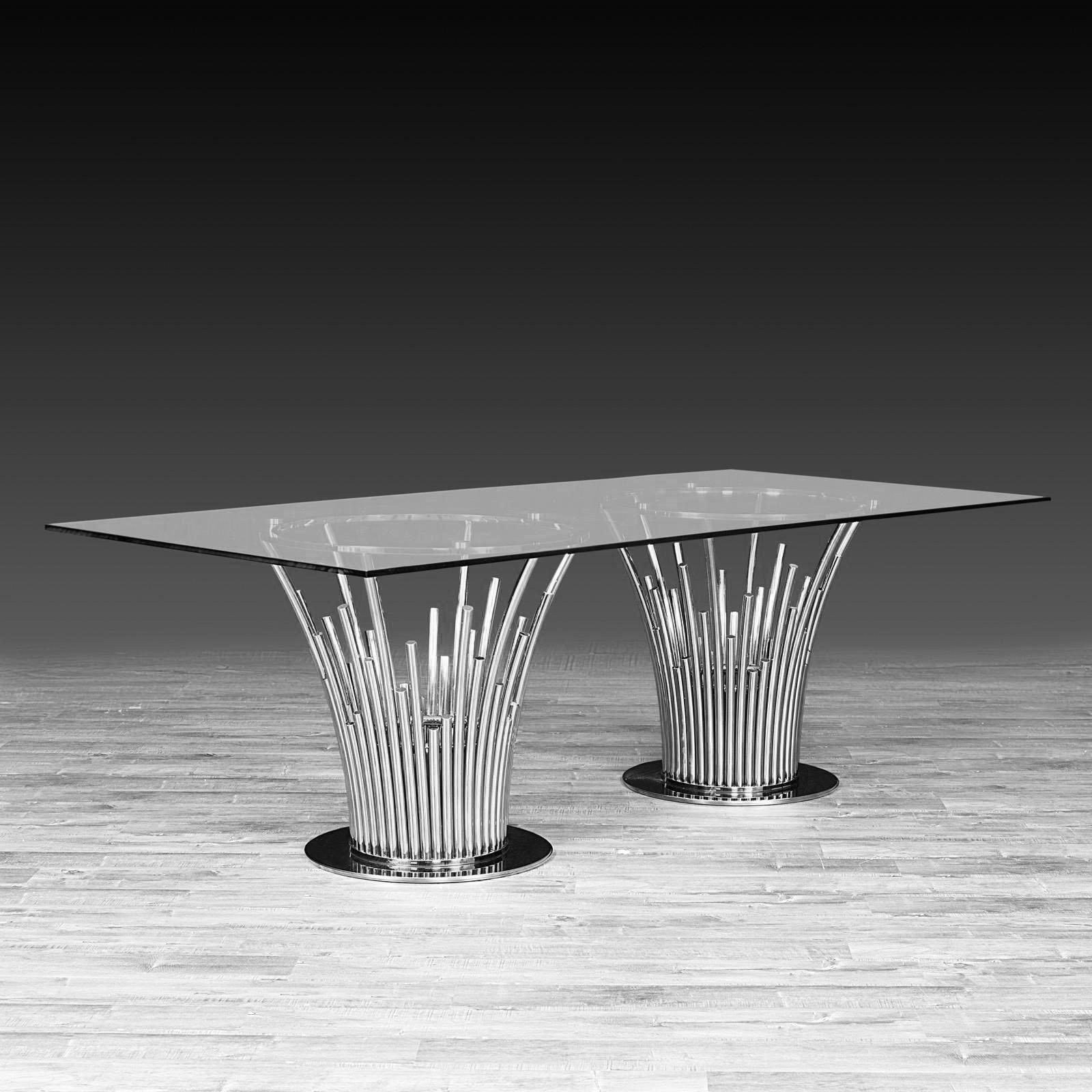 mauris rect silver modern dining table