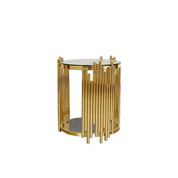 Mauris Round Titanium Gold Glass End Table