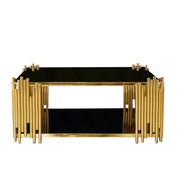 Mauris Square Titanium Gold Glass Coffee Table