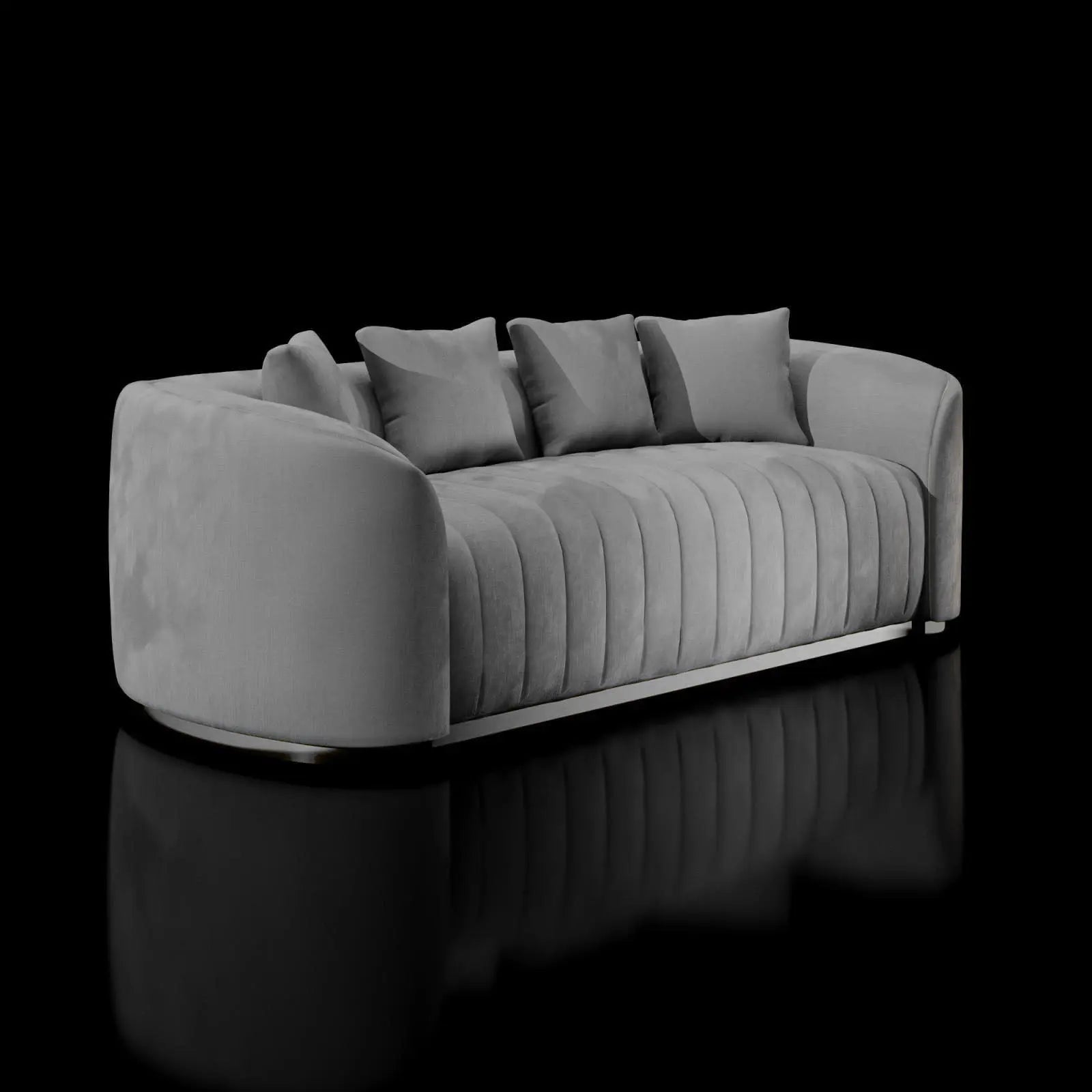 Mauro Polished Silver Sofa Set | Gray   My Store  Sofa Set