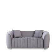 Mauro Polished Silver Sofa Set | Gray   My Store Loveseat Sofa Set