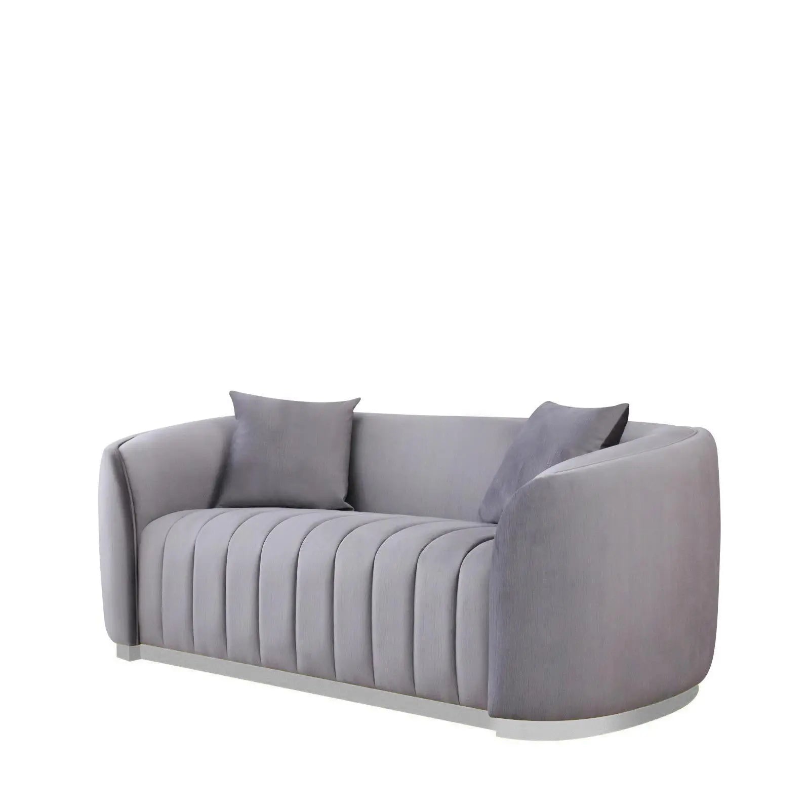 Mauro Polished Silver Sofa Set | Gray   My Store  Sofa Set