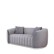 Mauro Polished Silver Sofa Set | Gray   My Store  Sofa Set