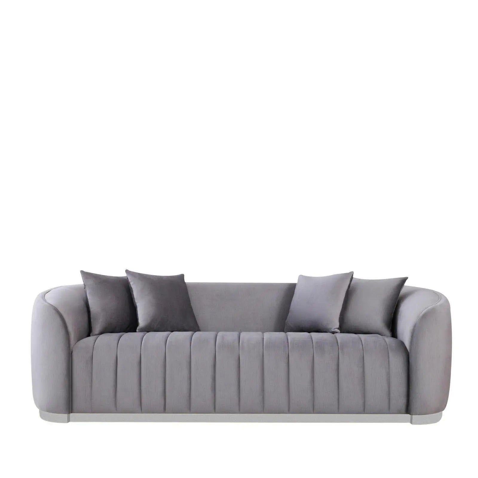 Mauro Polished Silver Sofa Set | Gray   My Store Sofa Sofa Set