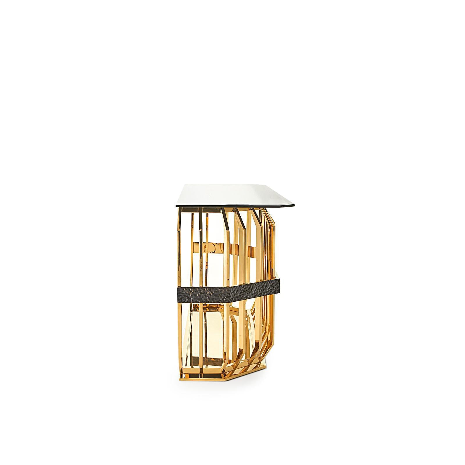 milano gold glass allamoda 7 console table