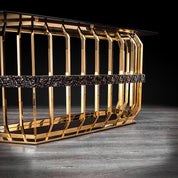 milano gold glass luxury console table