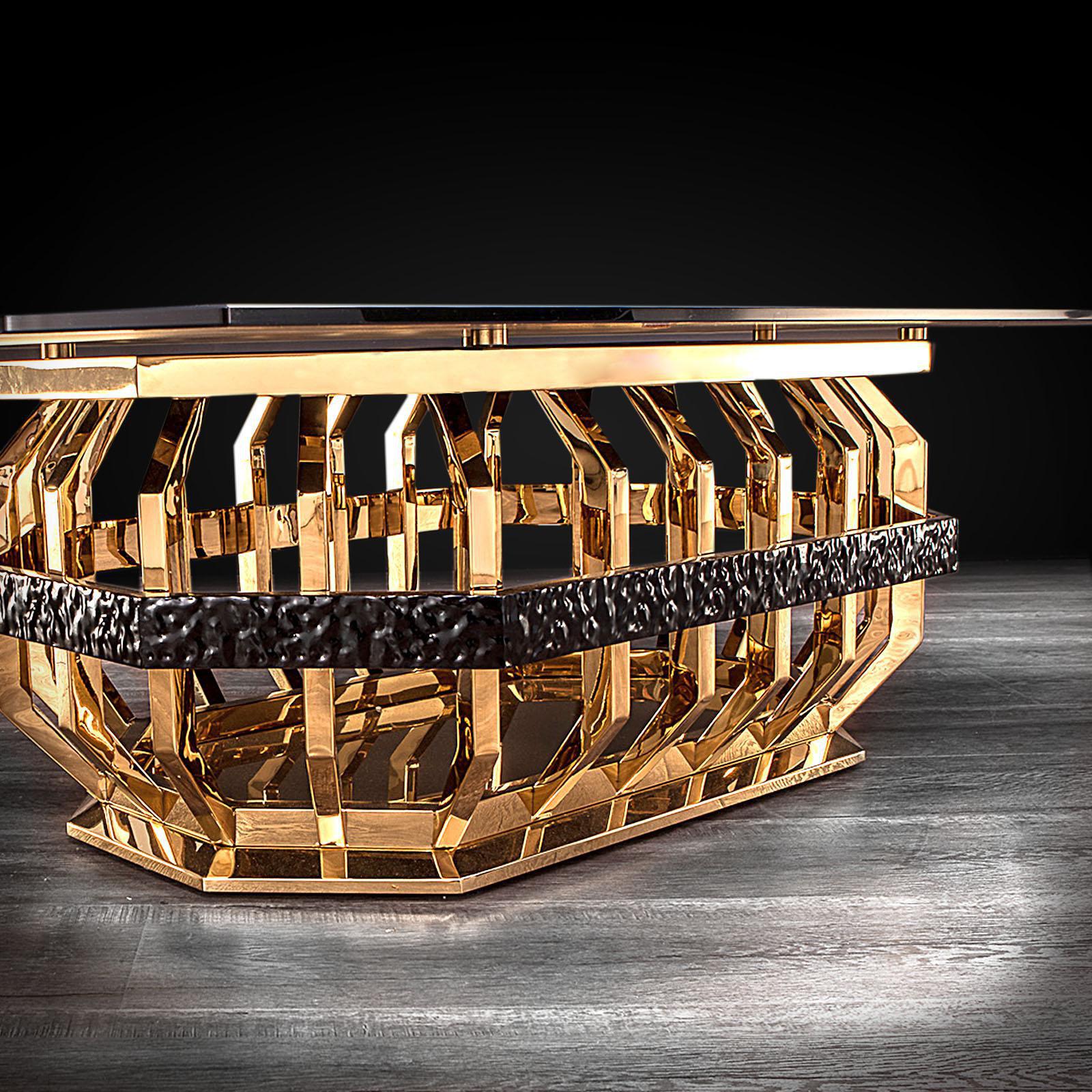 milano rectangle gold glass luxury coffee table