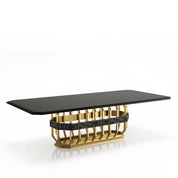 Milano Brushed Gold Rectangular Glass Dining Table