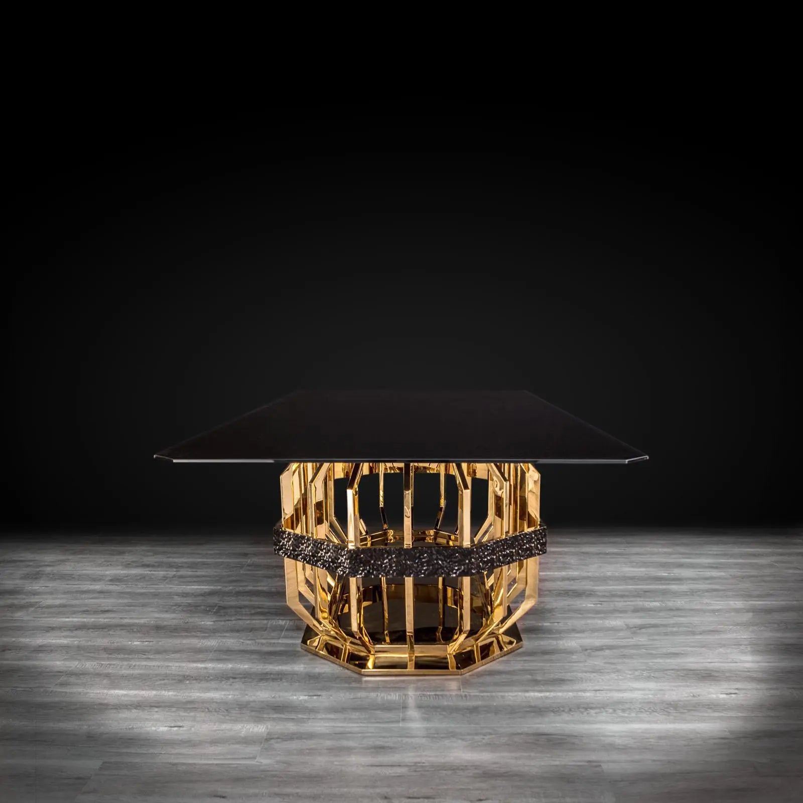 milano rectangular gold glass allamoda dining table