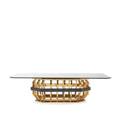 milano rectangular gold glass dining table