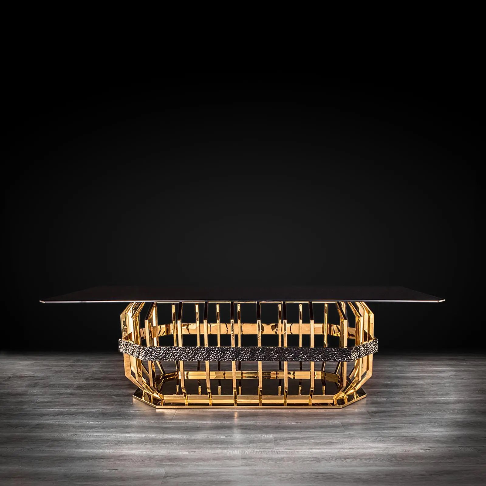 milano rectangular gold glass modern dining table