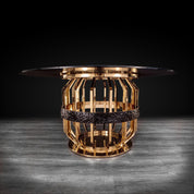 milano round gold glass allamoda dining table