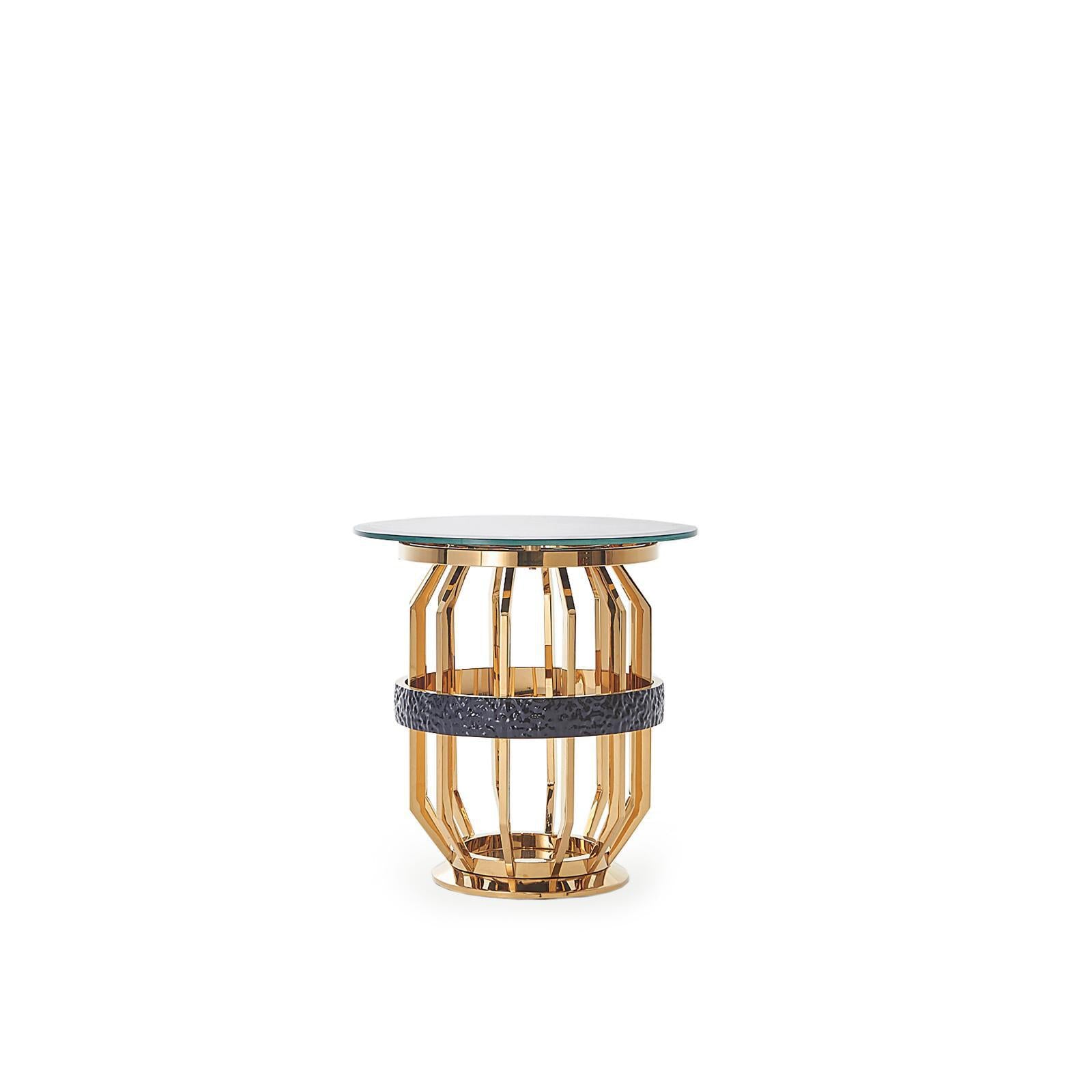 milano round gold glass end table