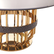 milano round gold glass luxury 7 dining table