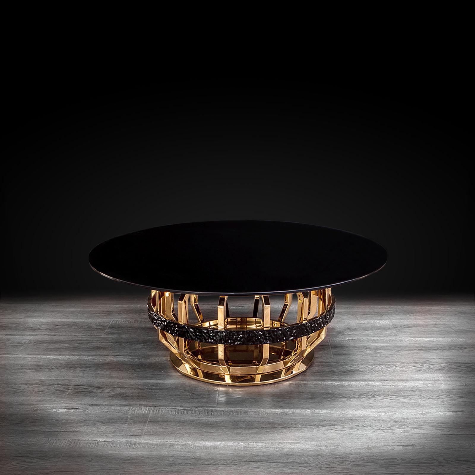 milano round gold glass modern coffee table