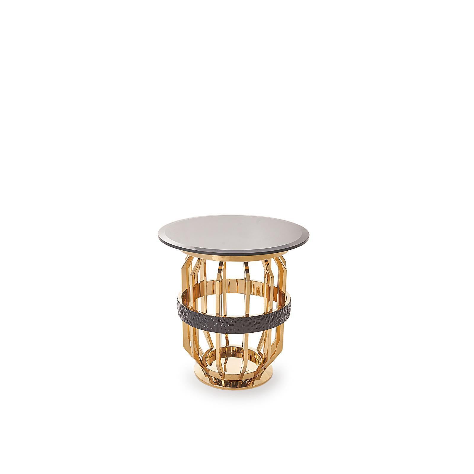 milano round gold glass stylish 7 end table