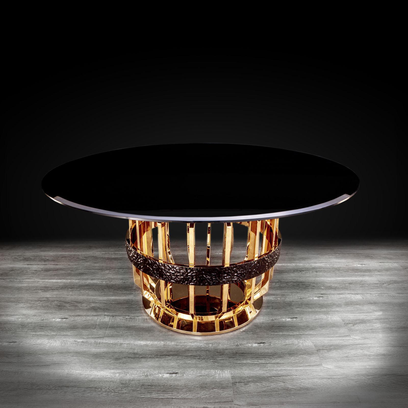 milano round gold glass stylish dining table