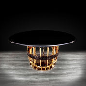 milano round gold glass stylish dining table