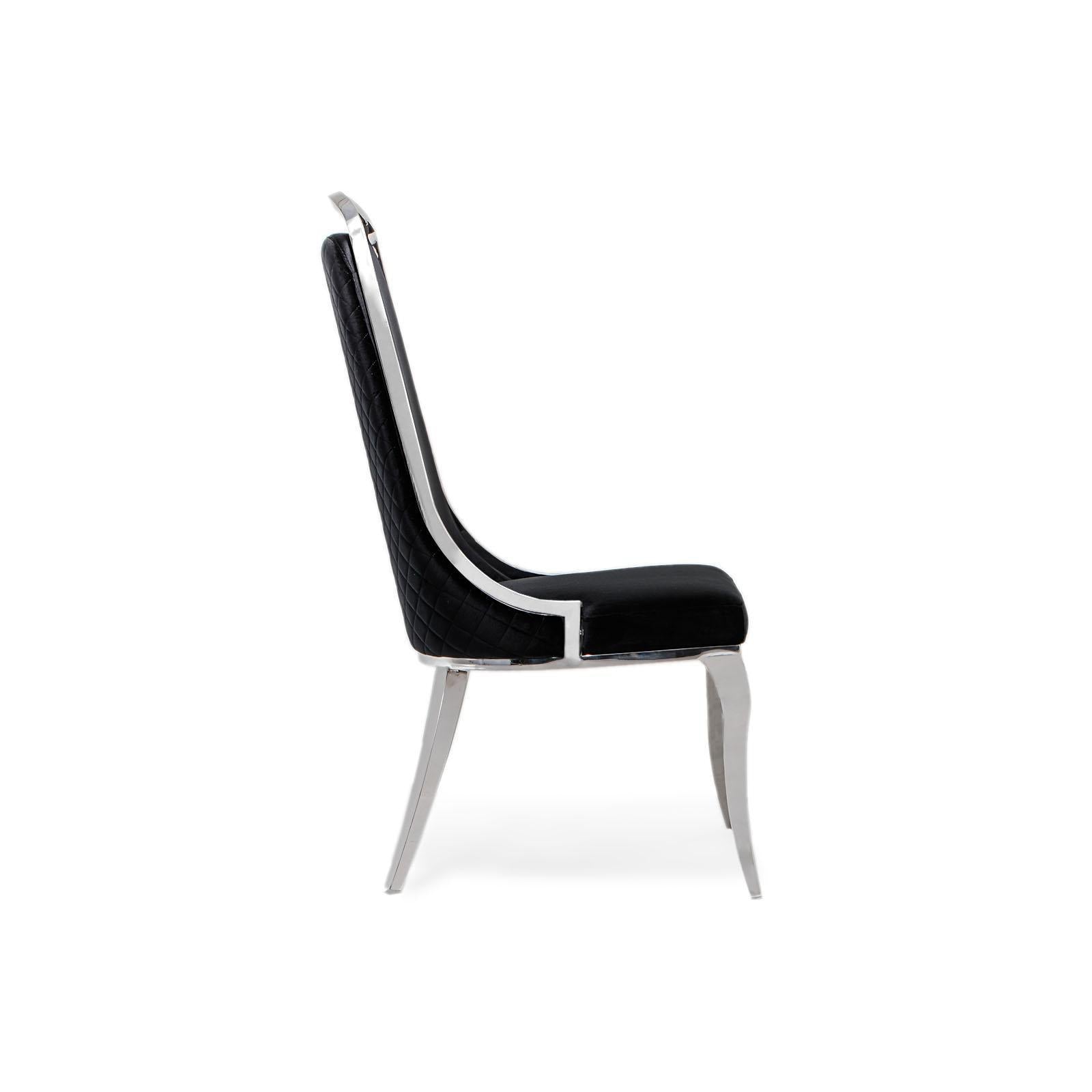 milano silver black stylish 7 dining chair