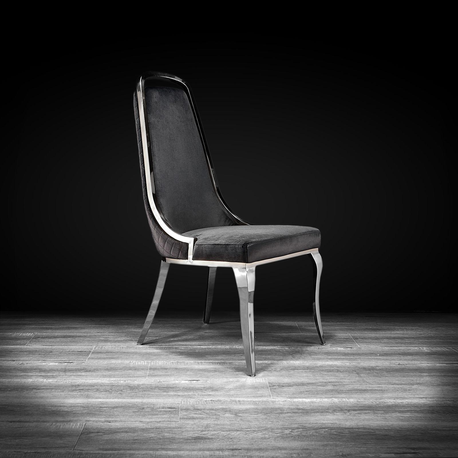 milano silver black stylish dining chair