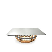 milano square gold glass coffee table