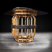 milano square gold glass luxury end table