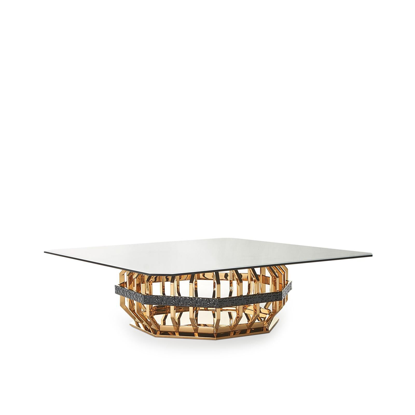 milano square gold glass stylish 7 coffee table