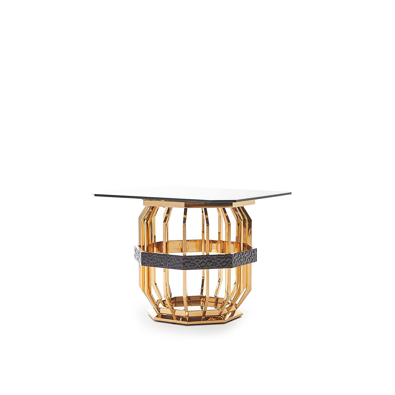 milano square gold glass stylish 7 end table