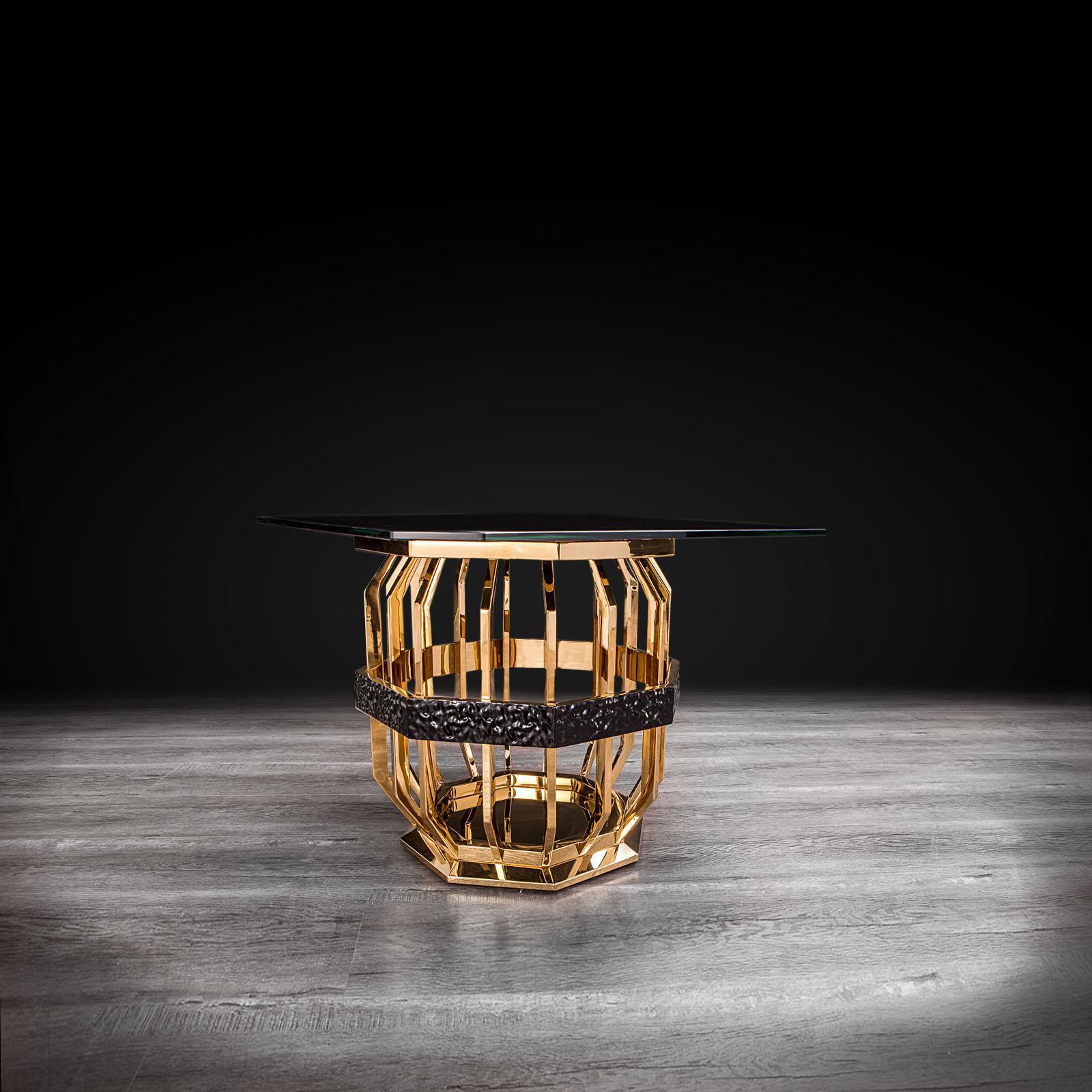 milano square gold glass stylish end table