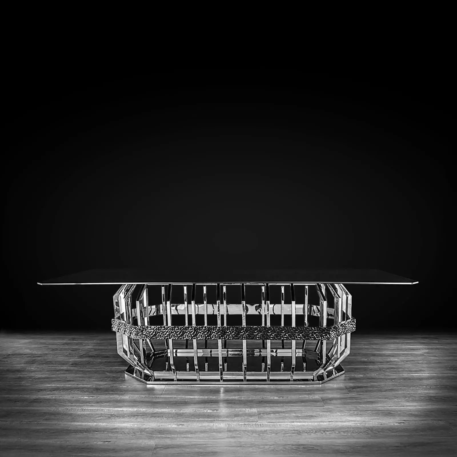 milano ss rectagular glass allamoda dining table