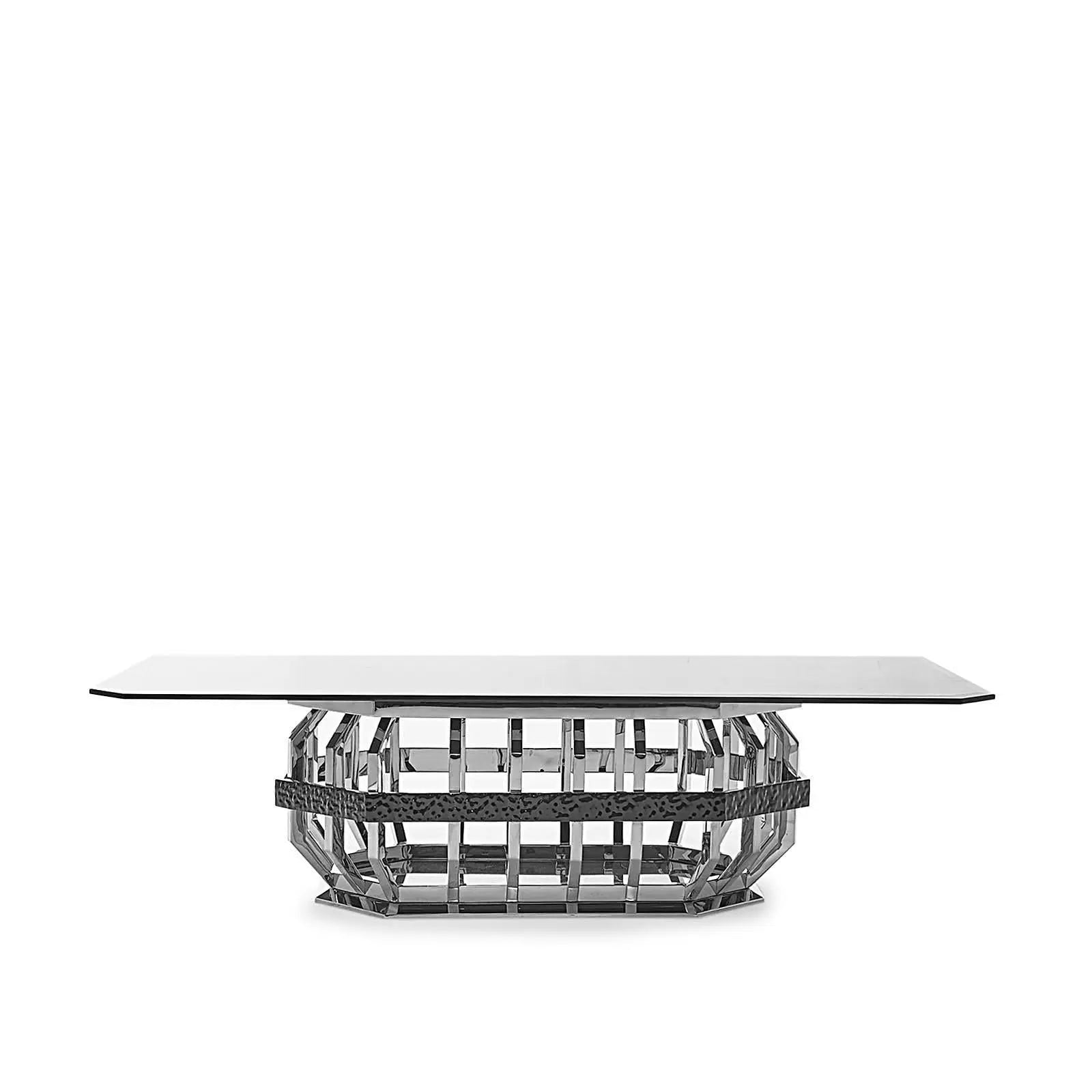 milano ss rectagular glass dining table