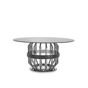 Milano Silver Round Glass Dining Table