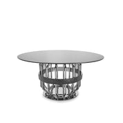 milano ss round glass stylish 7 dining table