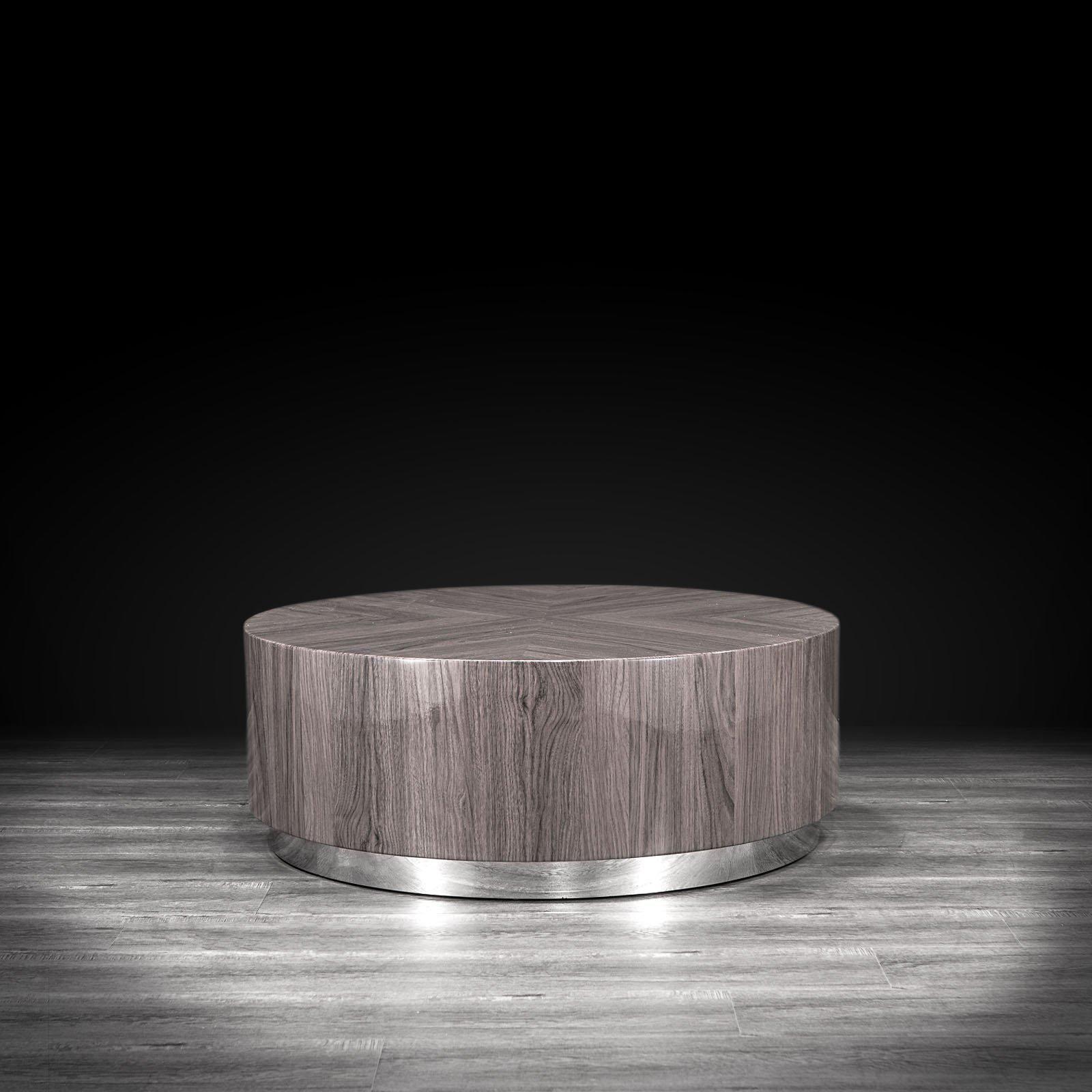 monaco round taupe modern coffee table