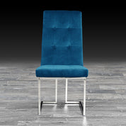 new cameron blue silver modern dining chair