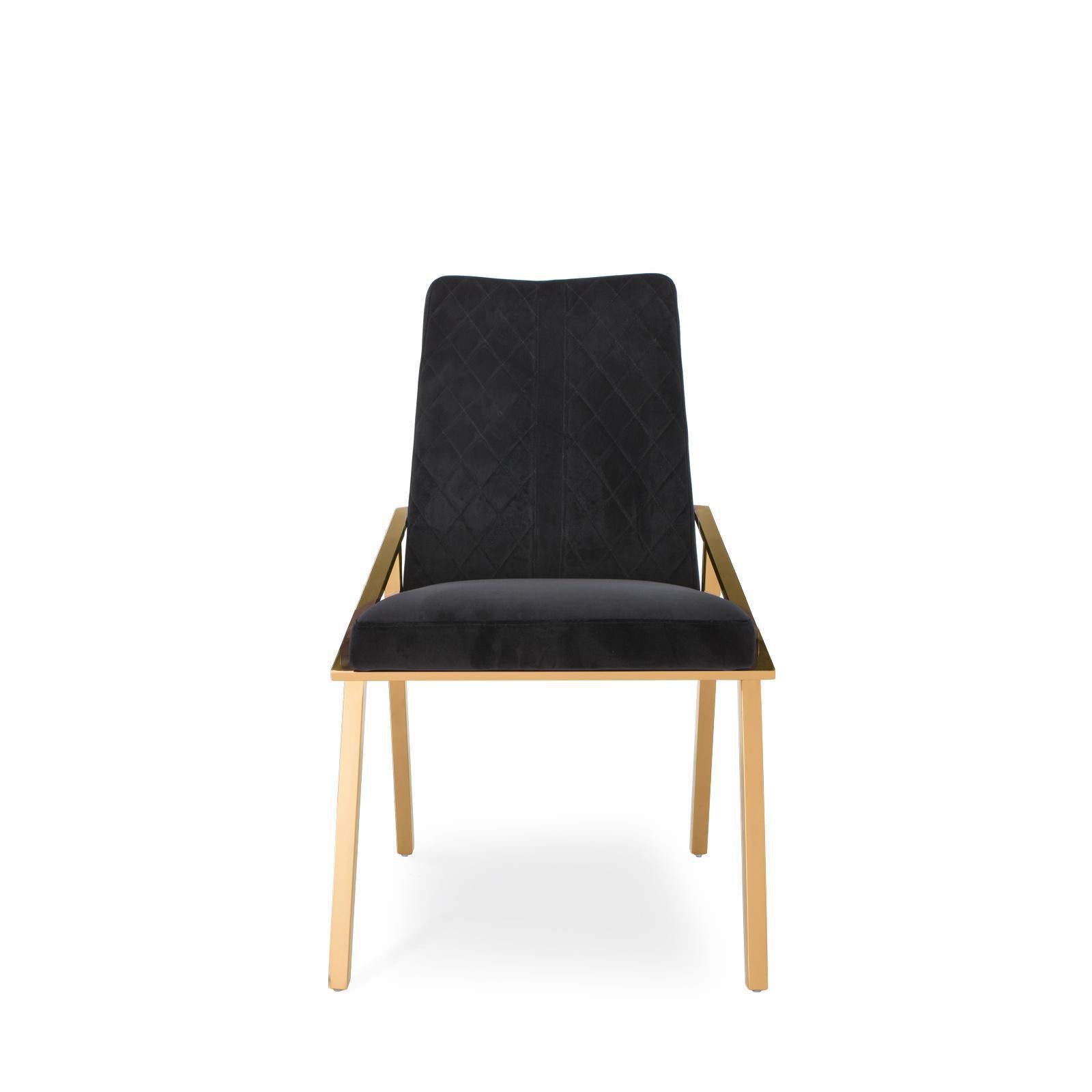 Nolan Champagne Gold Black Dining Chair