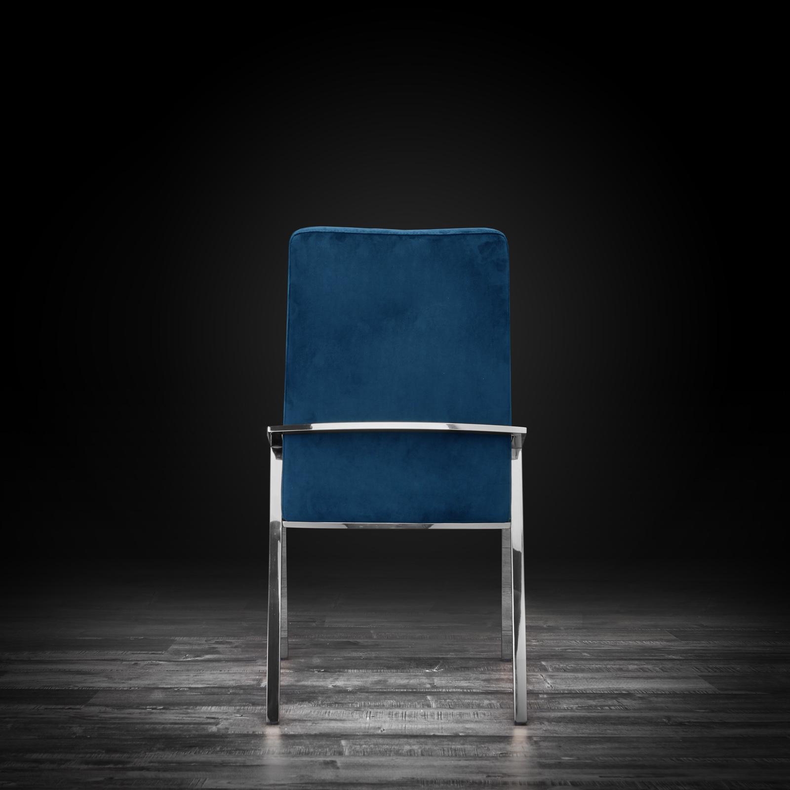 nolan silver dark blue luxury dining chair