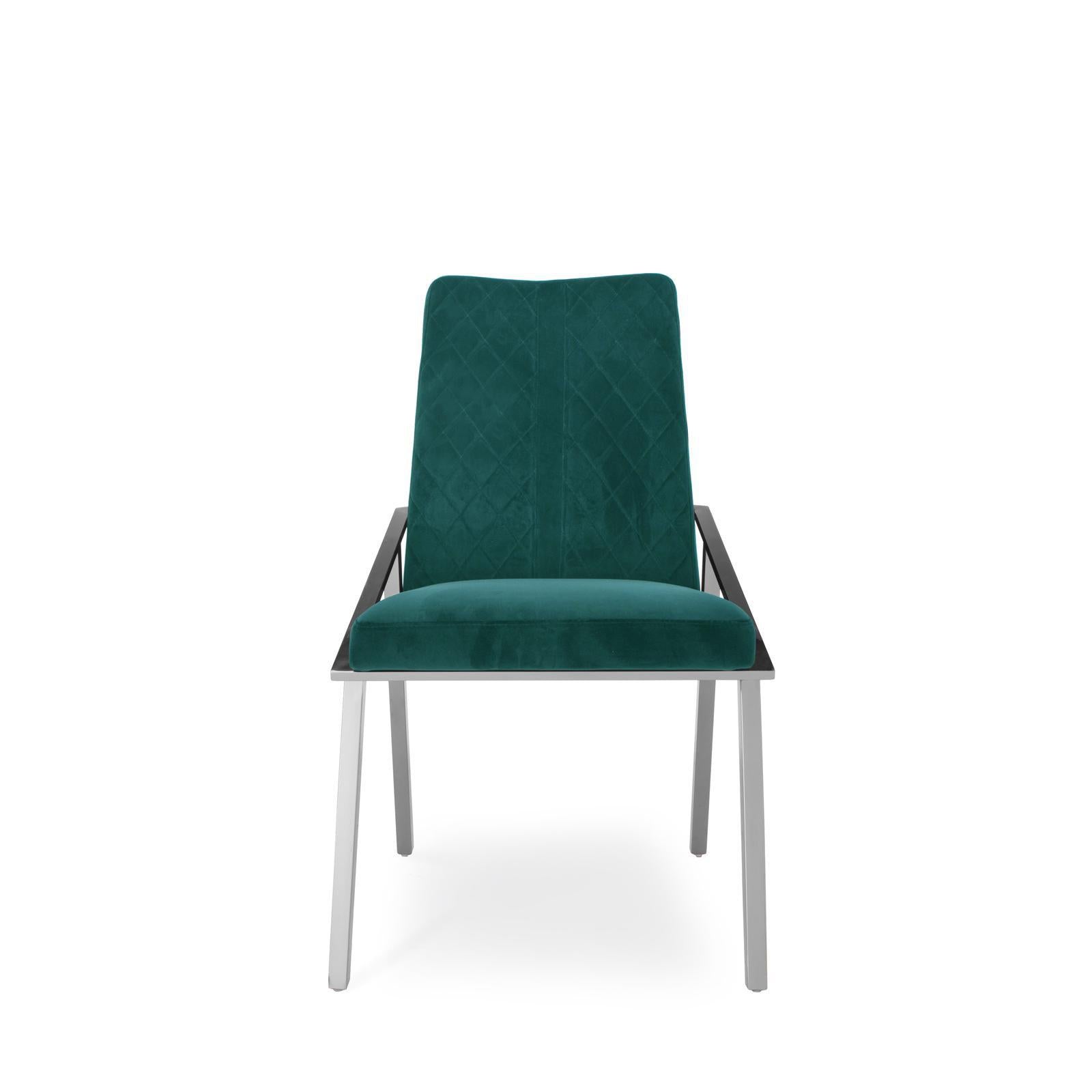 nolan silver dark green dining chair