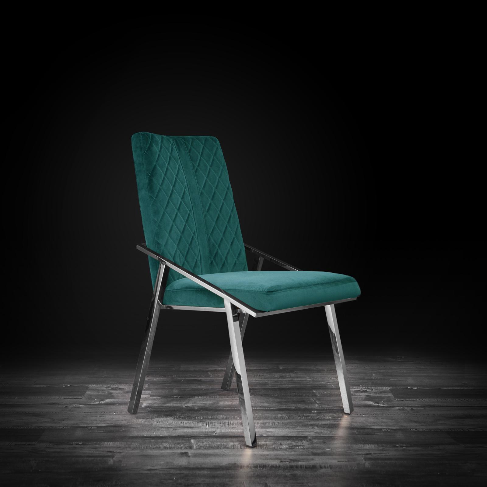 nolan silver dark green modern dining chair