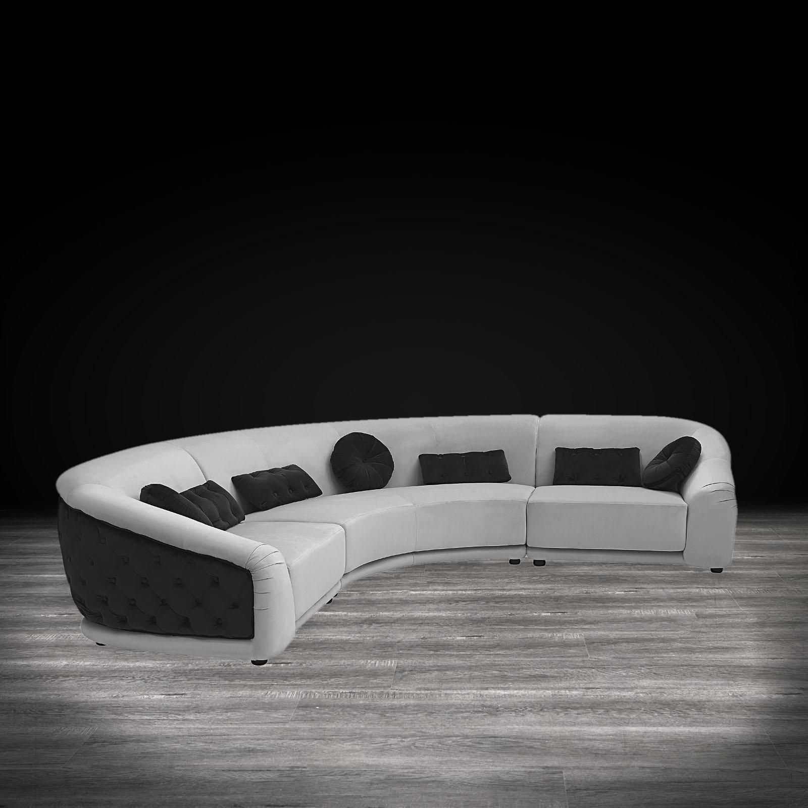 olivia light gray black stylish sectional