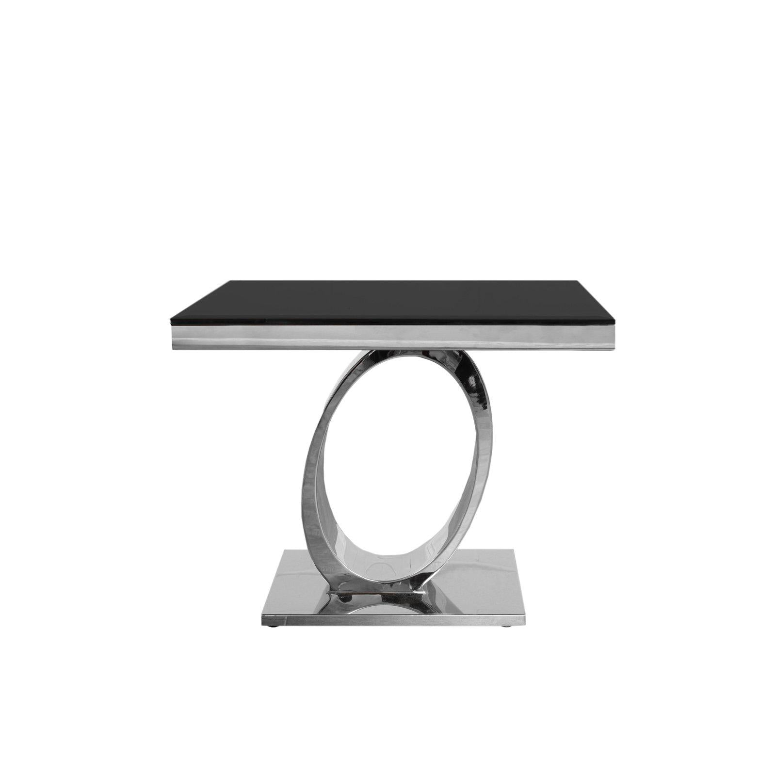 onyx glass silver end table